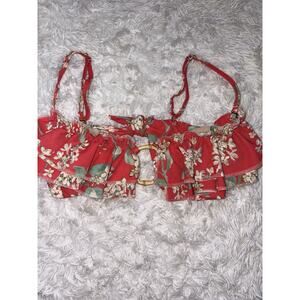 Montce Women’s Sz. M Pink Floral Bamboo Ring Bikini Top. Grt. Shape